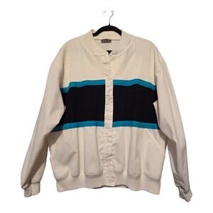 Vintage 80s Cricket Lane Jacket Women's XL Colorblock Pockets USA Tennis Preppy